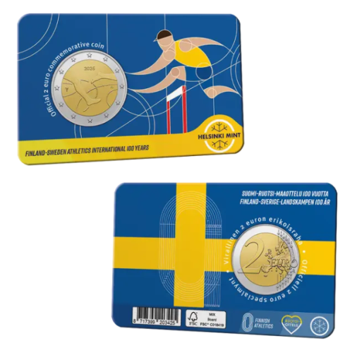 Coincard 2€ Euros Commémorative Finlande 2025 - Athlétisme Vers SWE