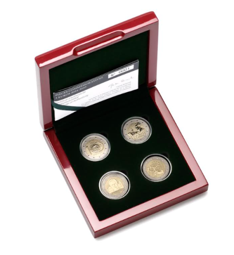 Coffret BE Proof 4 x 2€ Euros Luxembourg 2024 + 2025 Poli-Inversé