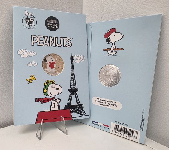 Cartelette 10€ Euros Argent 333/1000 Snoopy Peanuts 2025