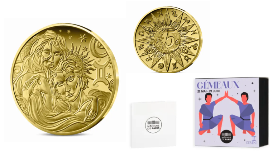 Coffret 5€ Euros France 2026 Or 999/1000 Astro : Gémeaux