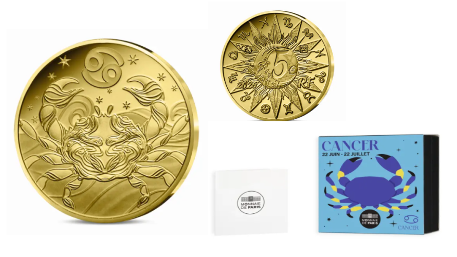 Coffret 5€ Euros France 2026 Or 999/1000 Astro : Cancer