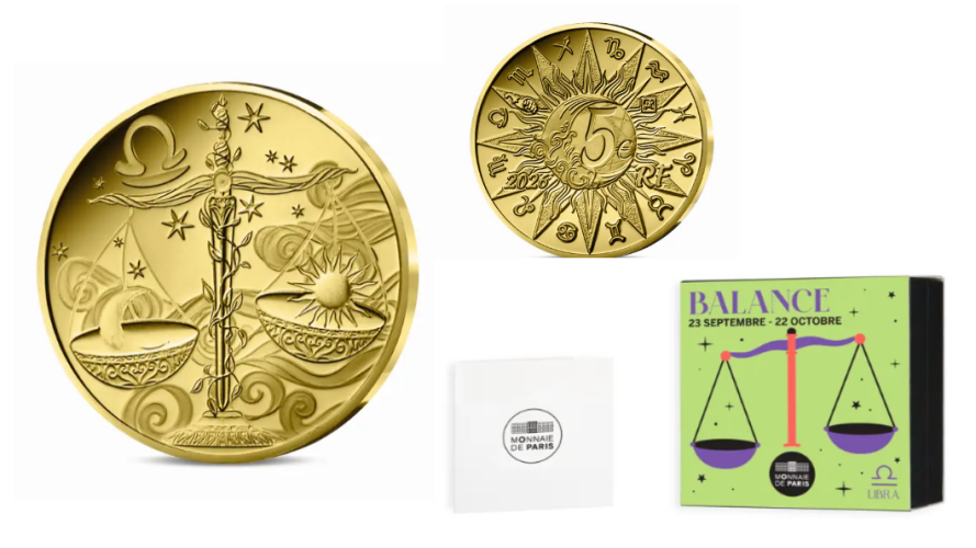 Coffret 5€ Euros France 2026 Or 999/1000 Astro : Balance