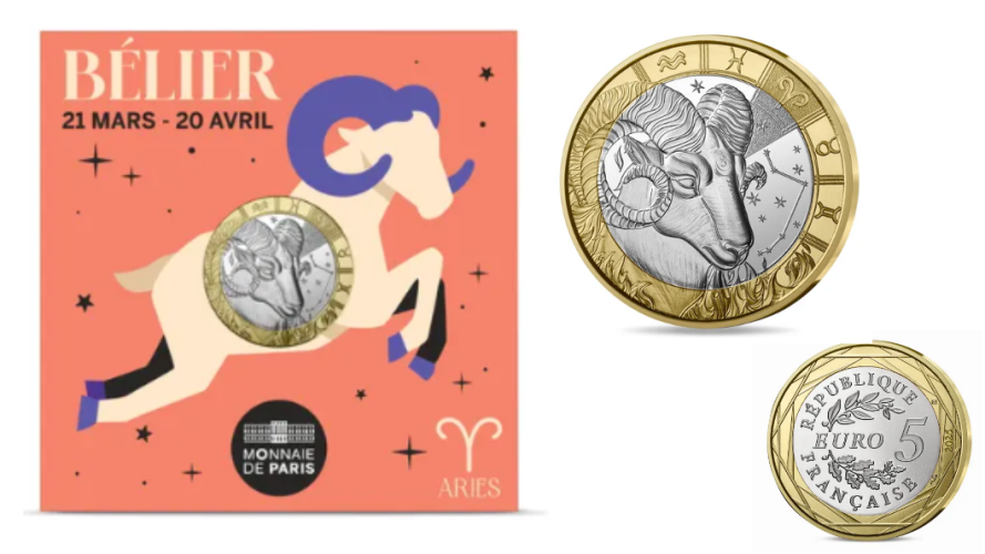 Coincard 5€ Euros UNC France 2026 Signe Astroo Zodiac Bélier