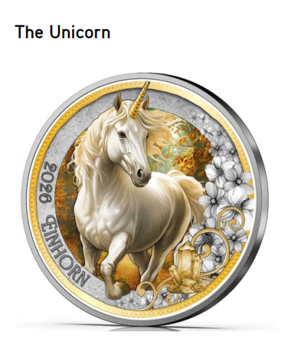 3€ Euros Commemorative Autriche 2026 Mythical Creature ''Unicorn''