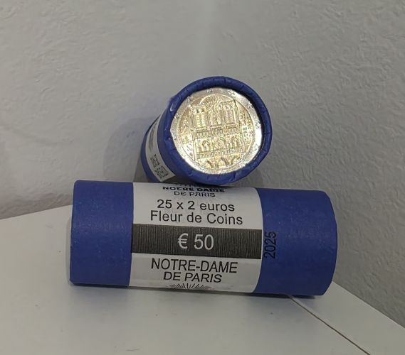 Rouleaux 25 x 2€ Commemorative France 2025 Notre Dame FdC