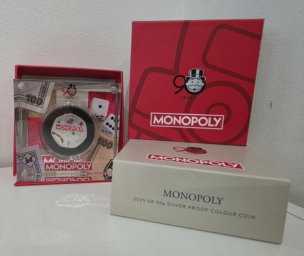 Coffret 0.5 Pound Argent 925 Royaume Uni 2025 Monopoly COLORISEE