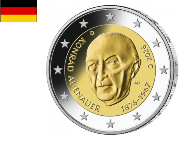 2€ Euros Commémorative Allemagne 2026 Adenauer