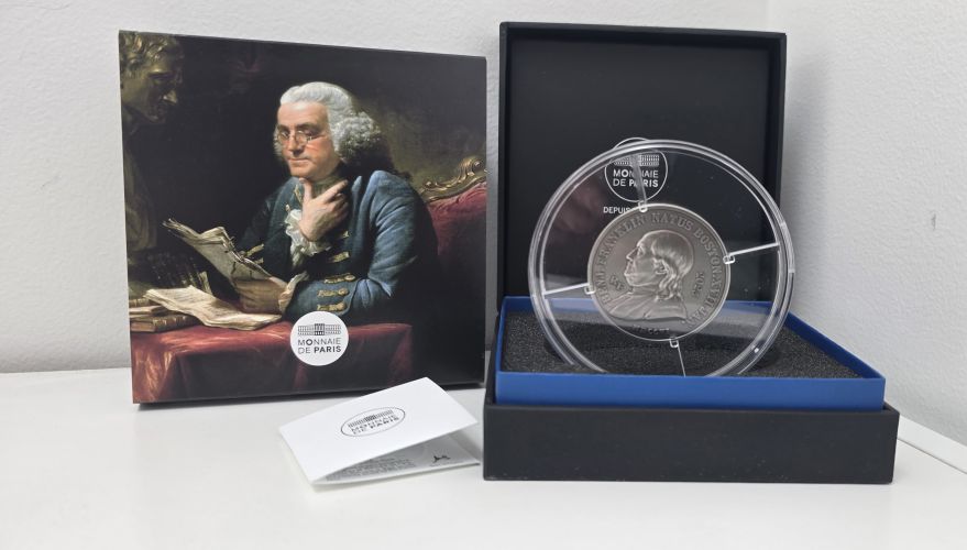 Coffret 25€ Euros France 2025 Argent 999/1000 - Benjamin Franklin - 2 Oz