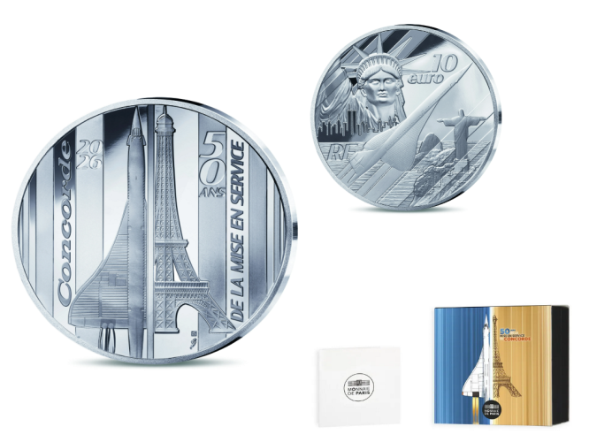 Coffret 10€ Euros Argent France 2026 999/1000 - 50 Ans Concorde