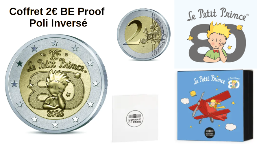 Coffret BE Proof POLI INVERSE 2€ Euros Commémorative France 2026 Petit Prince