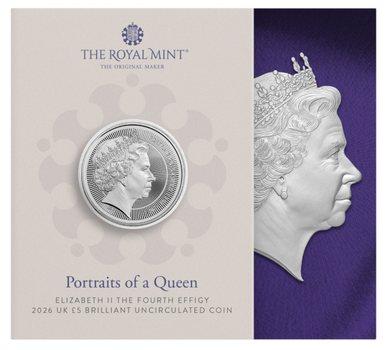 Coincard 5 Pounds BU Royaume-Uni 2026 Queen Elisabeth Fourth Effigy