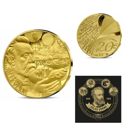 Coffret 20€ Euros France Or 999/1000 - 1/10 Once Jules Vernes 2025
