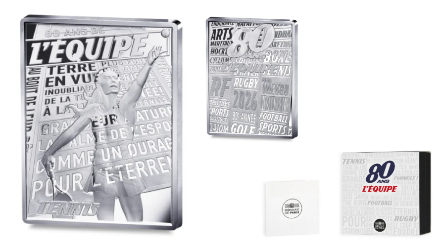 Coffret 10€ Euros France Argent 999/1000 - l'Equipe 2026 TENNIS