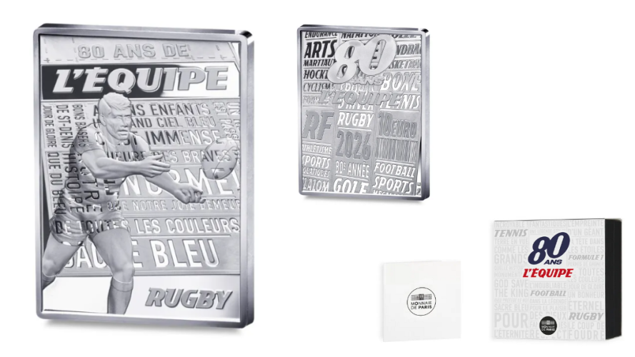 Coffret 10€ Euros France Argent 999/1000 - l'Equipe 2026 RUGBY