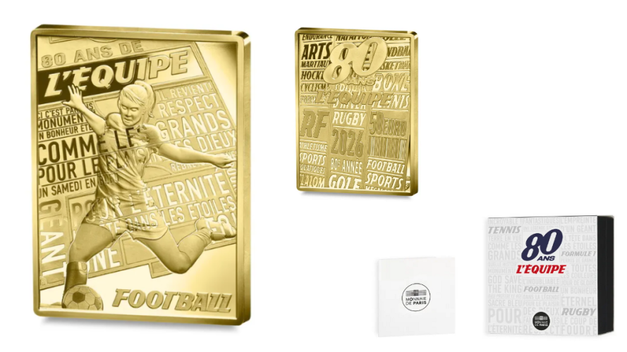 Coffret 50€ Euros France Or Gold 999/1000 - l'Equipe 2026 FOOT - 1/4 Oz