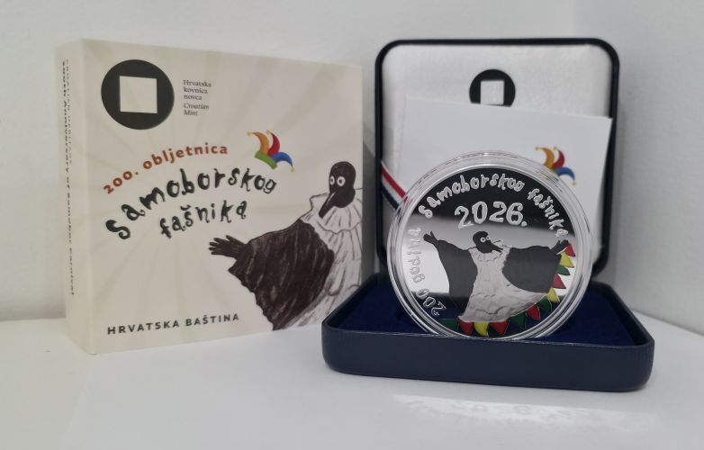 Coffret 8€ Euros Argent 999/1000 Croatie 2026 Carnaval 5 Oz COLOR