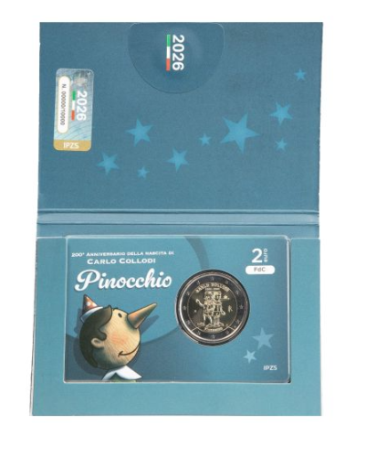 PREVENTE Coincard FdC 2€ Euros Commémorative Italie 2026 Pinocchio