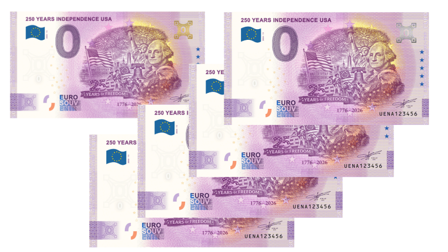 Lot 5 x 0€ Souvenir 2026 - 250 Years Independence USA Patch Silver + Gold