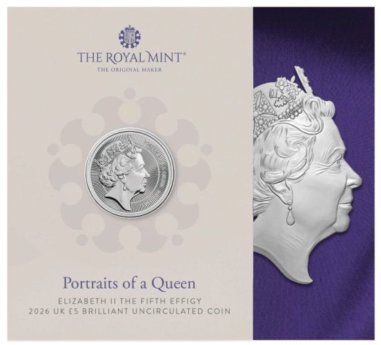 Coincard 5 Pounds BU Royaume-Uni 2026 Queen Elisabeth Fifth Effigy