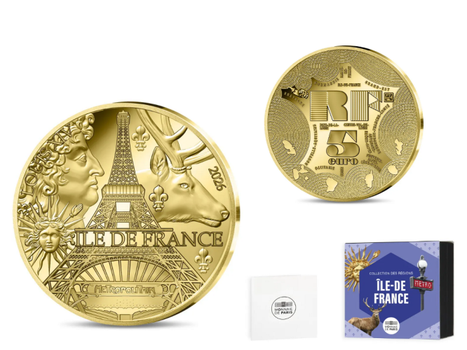 Coffret 5€ Euros Or France 999/1000 - 2026 Region ILE DE FRANCE