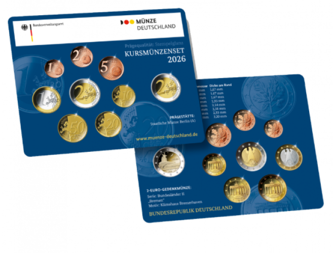 Coffret BU Euros Allemagne 2026 - 8 pièces 1 centimes à 2€ + 2€ Bremen