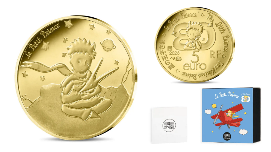 Coffret 5€ Or Gold 999/1000 France 2026 - Petit Prince Avion 1/2g