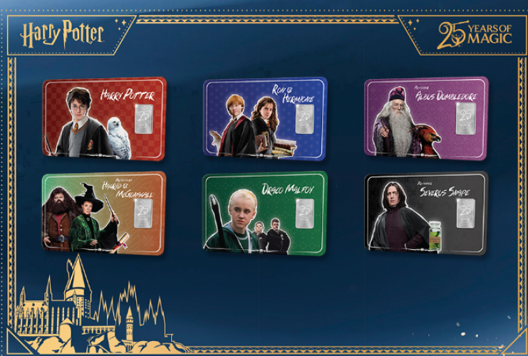 Lot 6 Coincards 1g Silverbar Pays-Bas 2026 Harry Potter