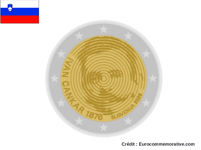 PREVENTE 2€ Euros Commémorative Slovénie 2026 Ivan Cankar