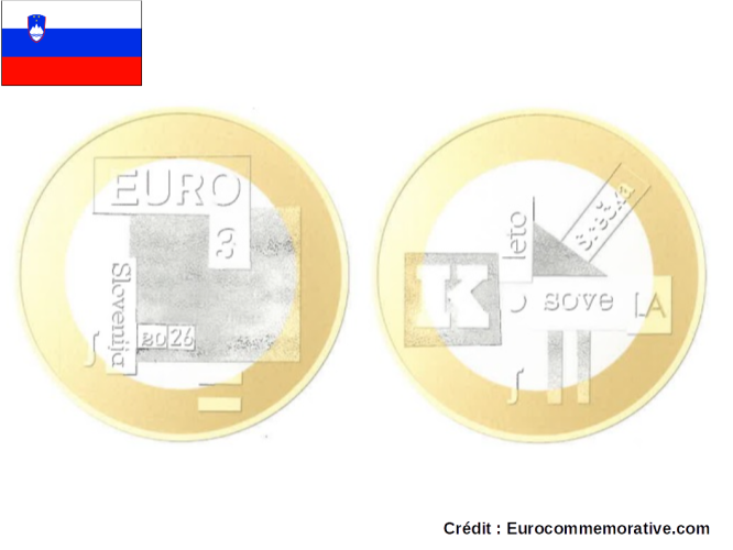 PREVENTE 3€ Euros Commémorative Slovénie 2026 Srecko Kosovel