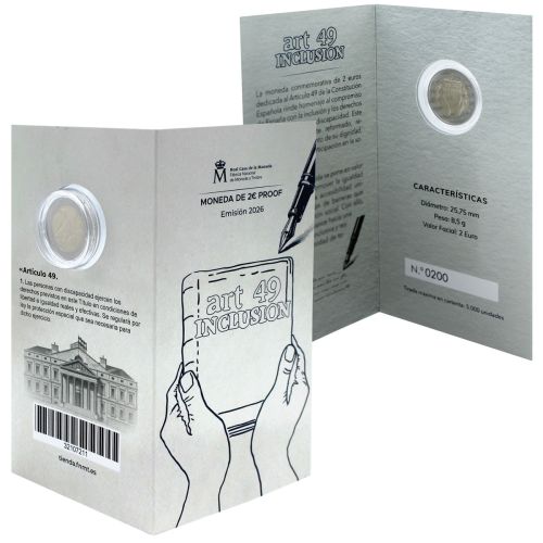 PREVENTE Coffret 2€ BE Proof Euros Commémorative Espagne 2026 Inclusion