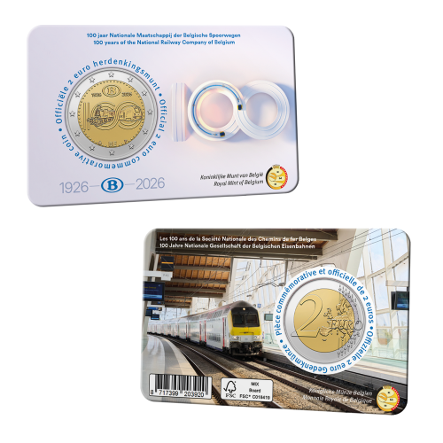 Coincard BU 2€ Euros Commémorative Belgique 2026 - 100 Ans SNCB - Version FR