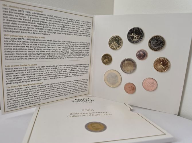 Coffret BU Euros Slovénie 2026 - 8 pièces 1 Cent à 2€ + 2€ et 3€ Com