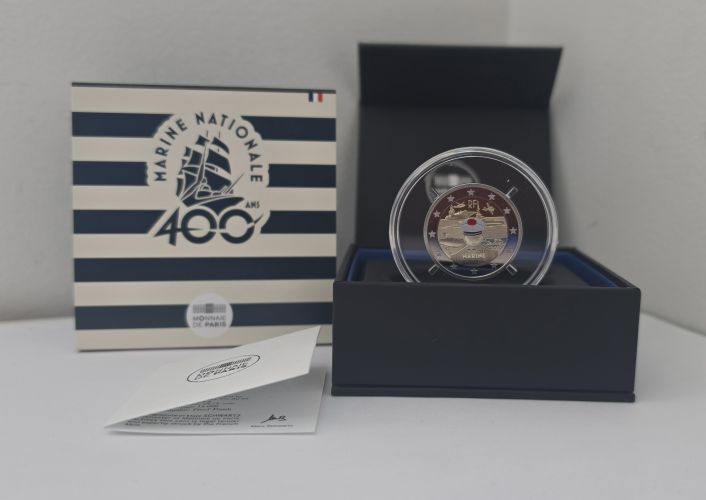 Coffret BE/Proof 2€ Euros Commémorative France 2026 Marine Nationale COLORISEE