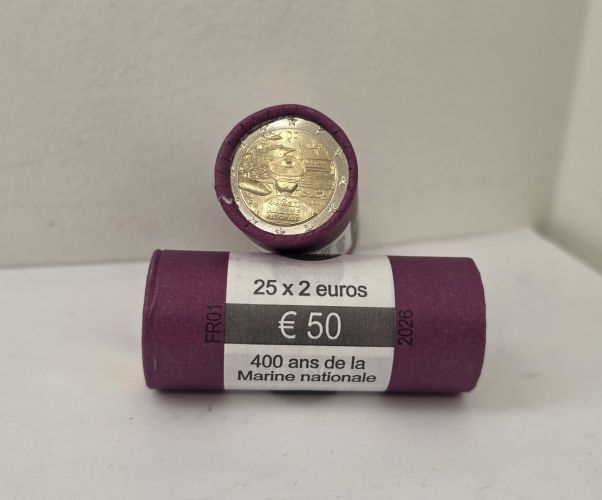 Rouleau 25 x 2€ Euros Commémorative France 2026 UNC Marine Nationale