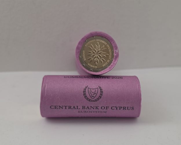 Rouleaux 25 x 2€ Euros Commémorative Chypre 2026 Presidence Conseil