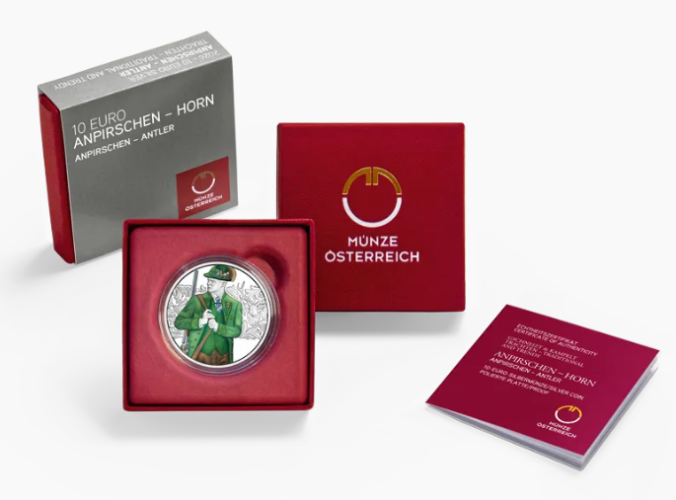 Coffret 10€ BE Proof Euros Argent 925/1000 Autriche 2026 Anpirschen Horn Coin