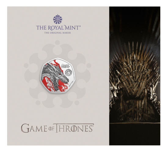 Coincard 0.5 Pound Royaume-UIni 2026 Game of Throne FIRE Colorisée