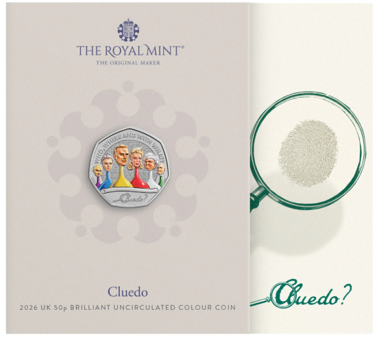 Coincard 0.5 Pound Royaume-UIni 2026 The CLUEDO Colorisée
