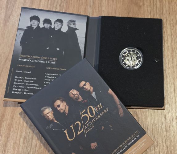 Coffret 2€ Euros BE Proof Commémorative Irlande 2026 50Th U2