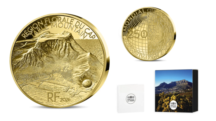 Coffret 250€ Or Gold 999/1000 France 2026 Unesco Table Mountain