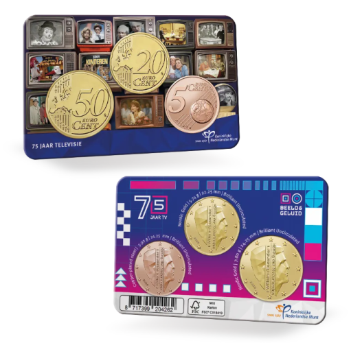 Coincard 0.75€ Euros Pays-Bas 2026 75 Ans Radio