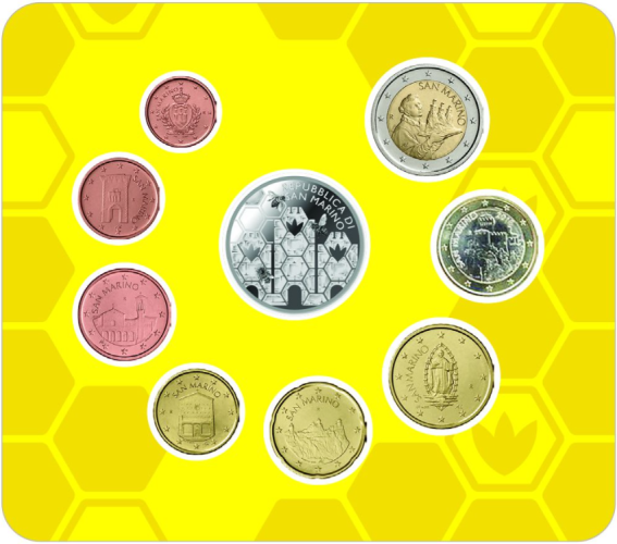 PREVENTE Coffret BU Euros Saint-Marin 2026 - 8 pièces 1 centime à 2€ + 5€ Argent