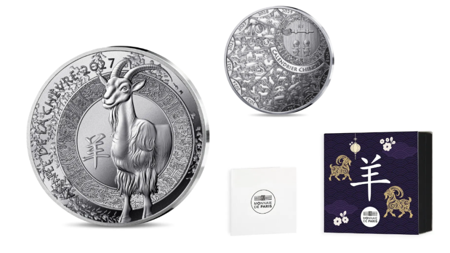 Coffret 10€ Euros Argent 999/1000 France 2027 Année de la Chèvre