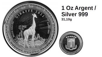 1 Oz Argent / Silver 2022 Girafe - Guinée Equatoriale